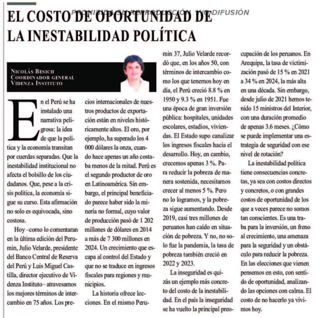 El costo de oportunidad de la inestabilidad política